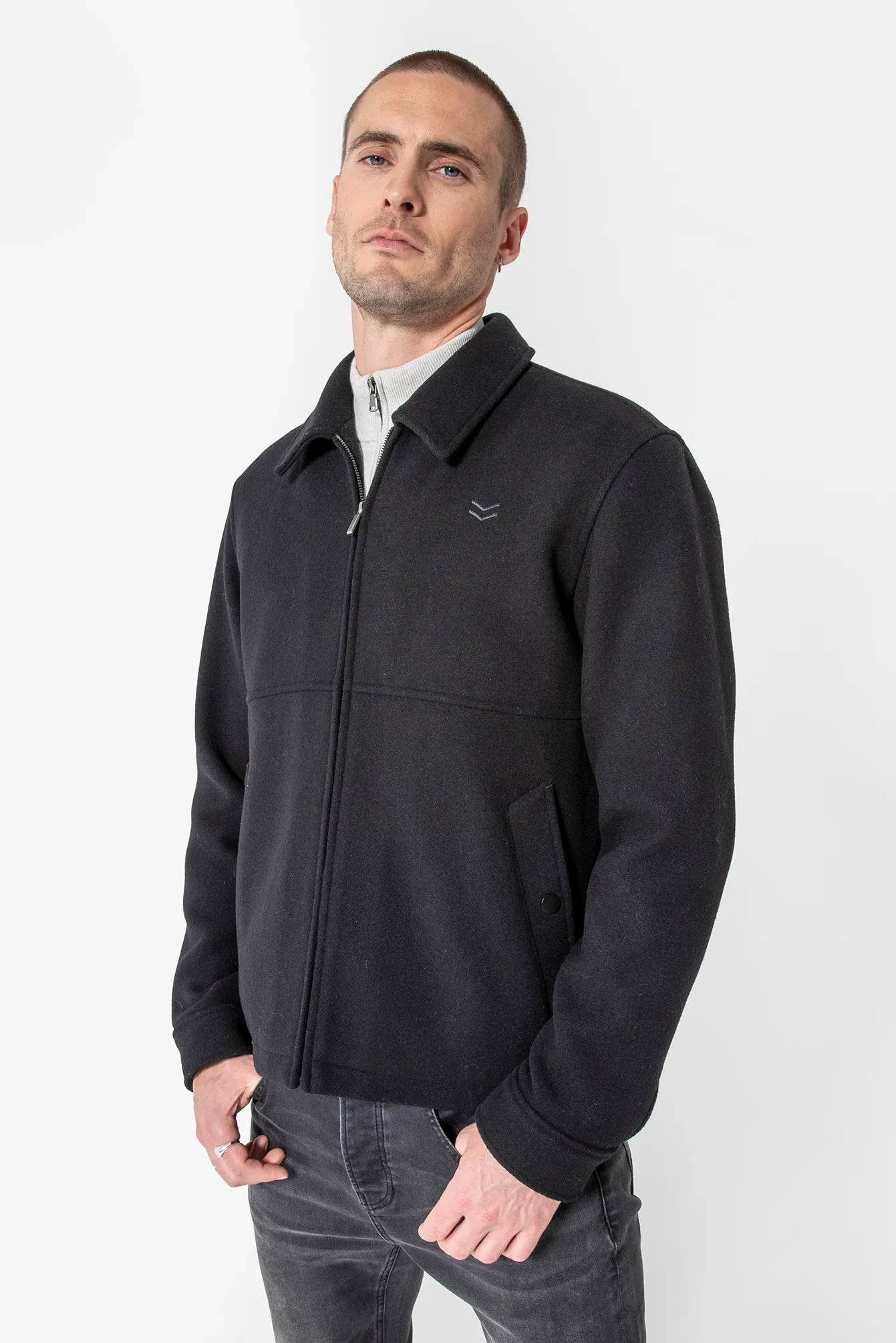 Blouson en drap de laine noir | Elora