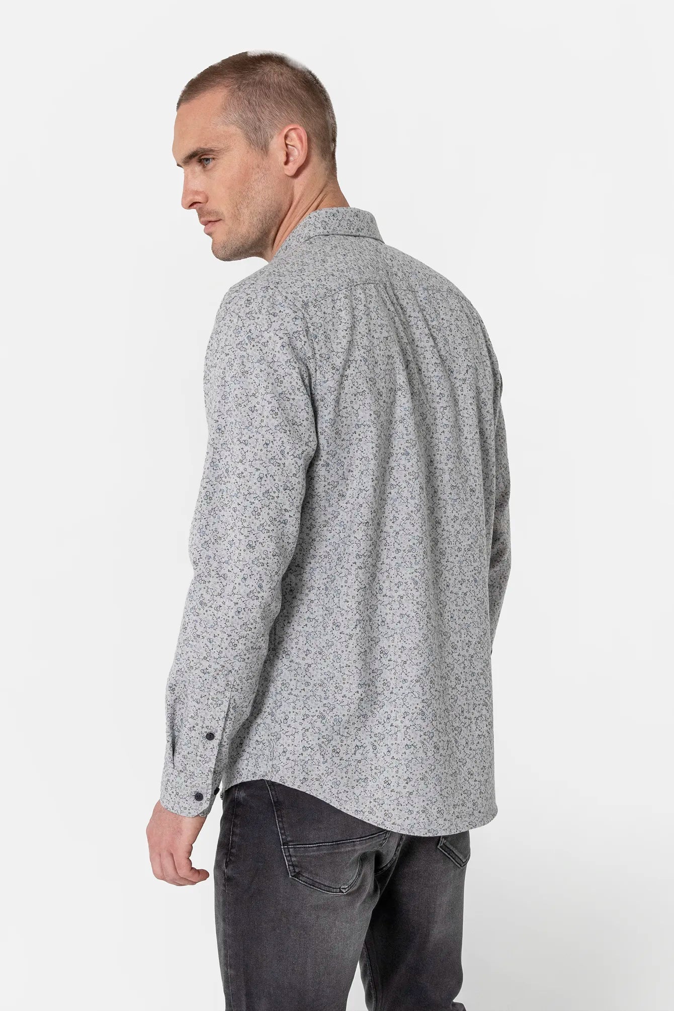 Chemise à motif floral gris | Elora
