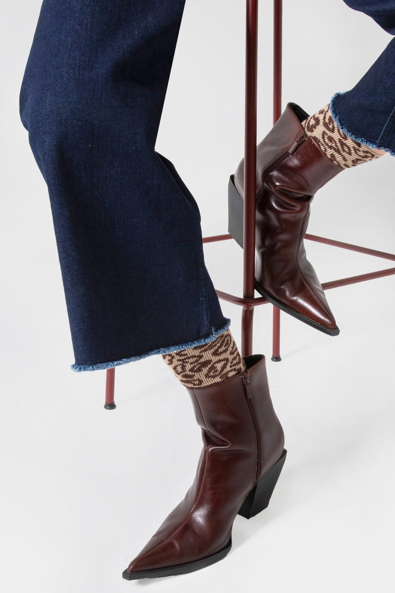 Chaussettes motif léopard beige | Elora