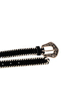 Ceinture velours et raphia noir et écru | Elora