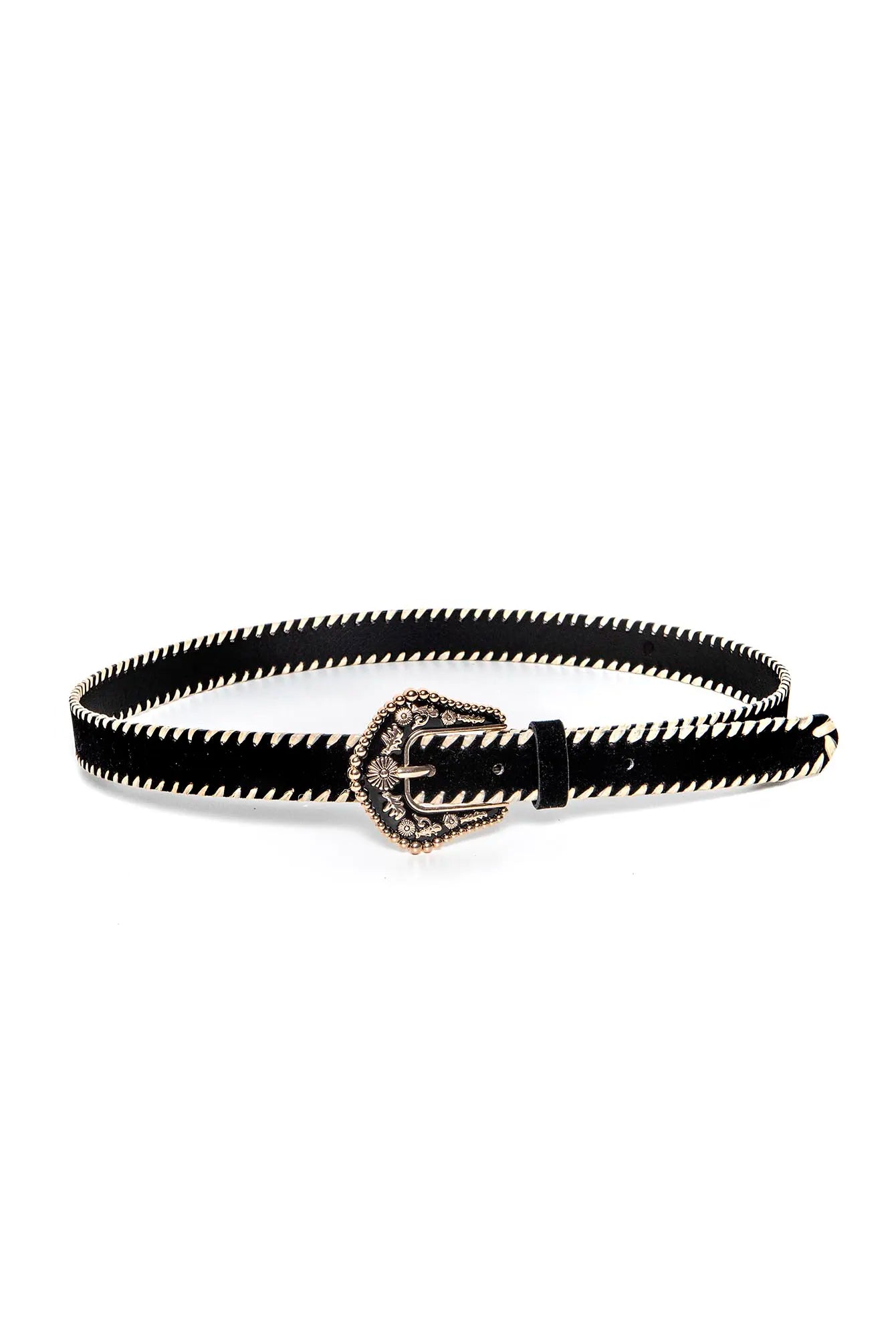 Ceinture velours et raphia noir et écru | Elora