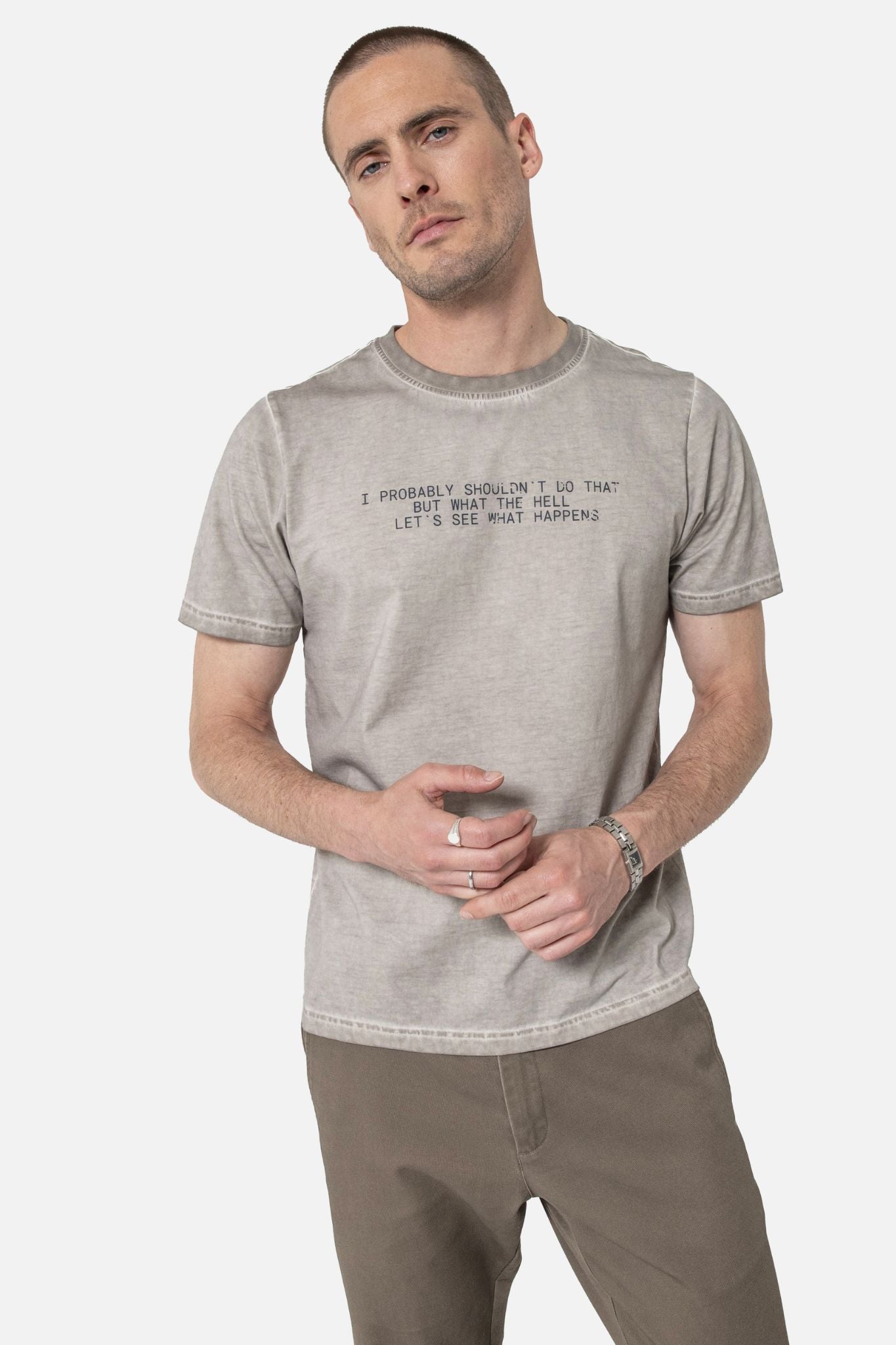 Tee-shirt à message gris clair | Elora