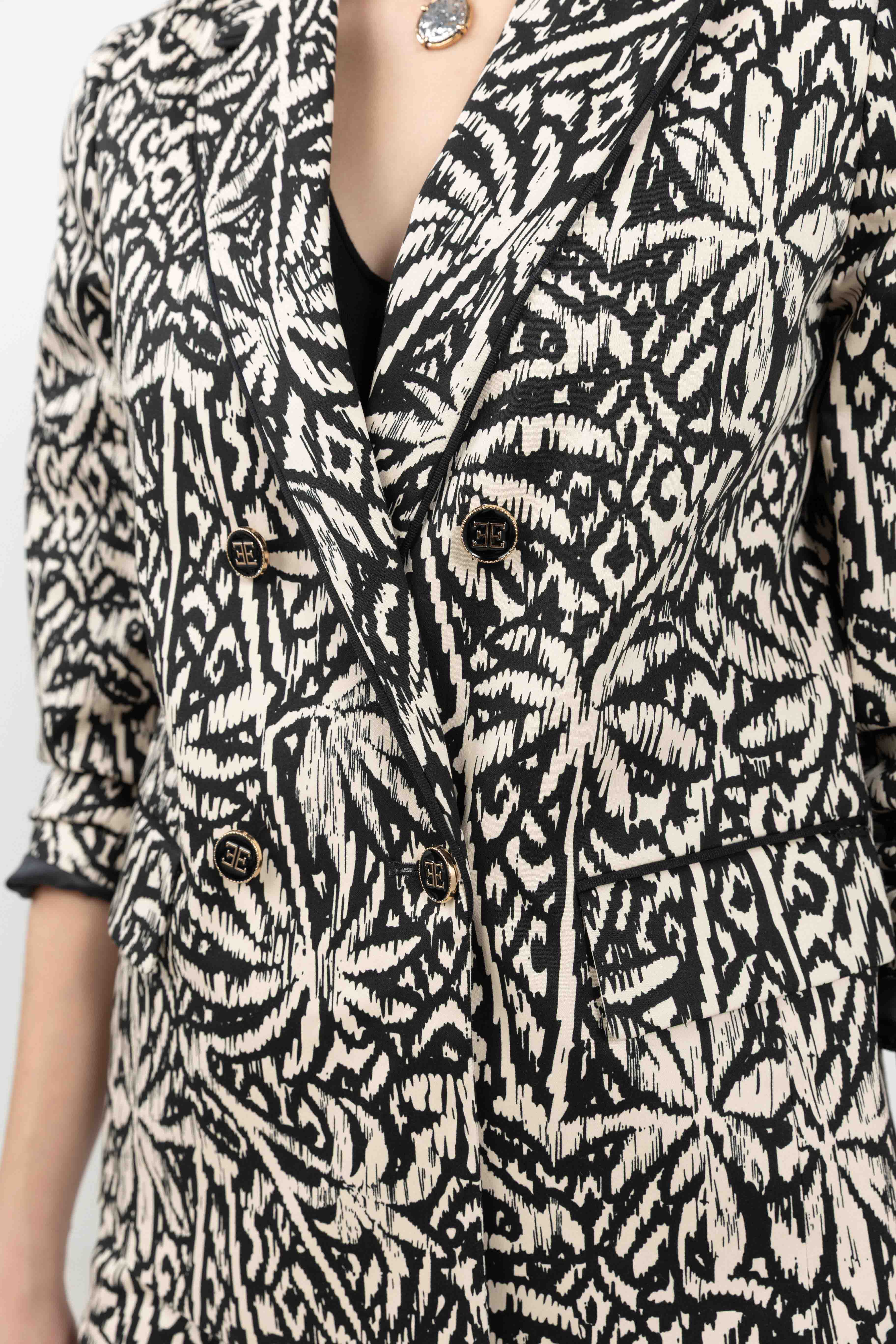 Veste imprimé écru et noir chic | Elora