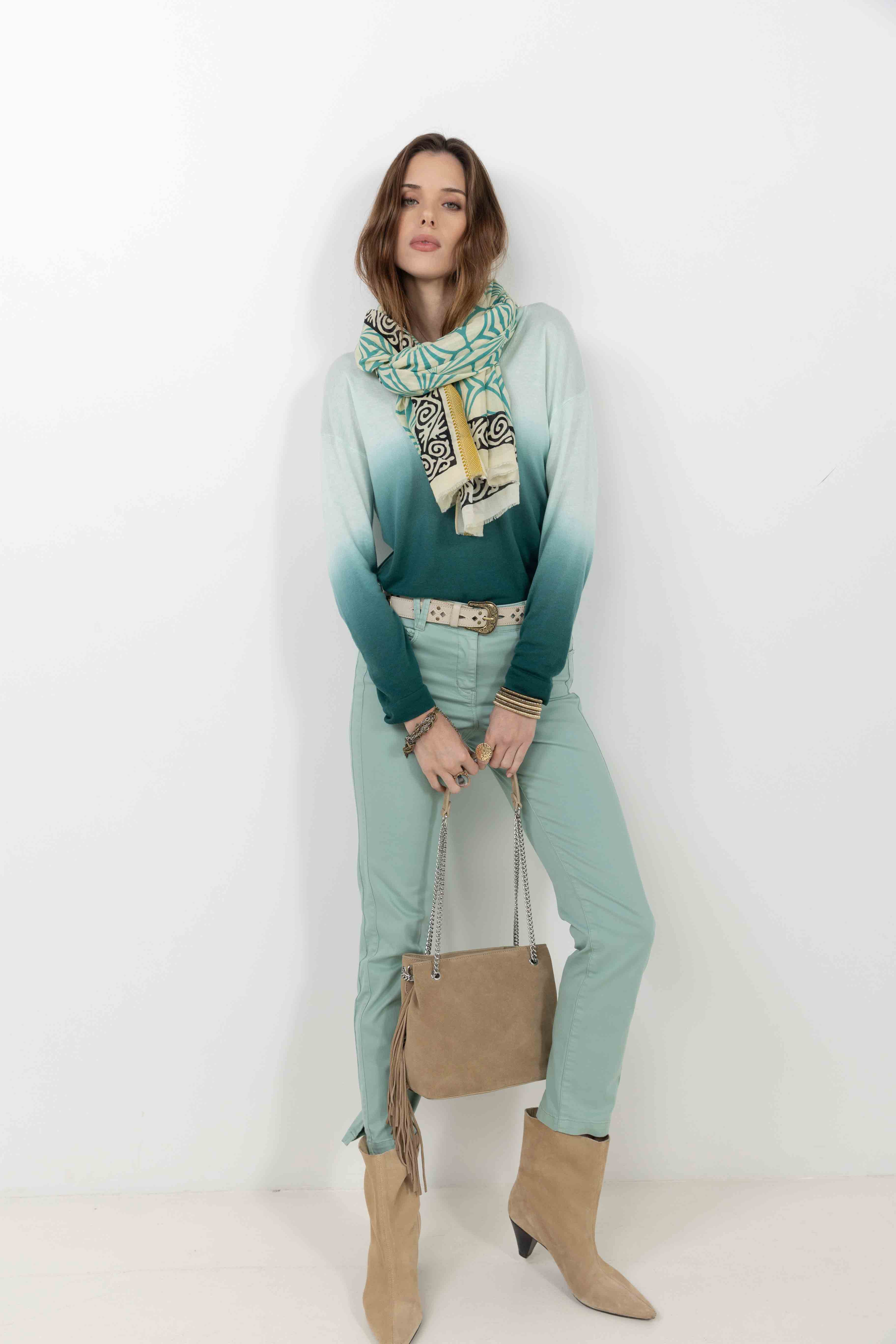 Pantalon menthe slim tendance | Elora