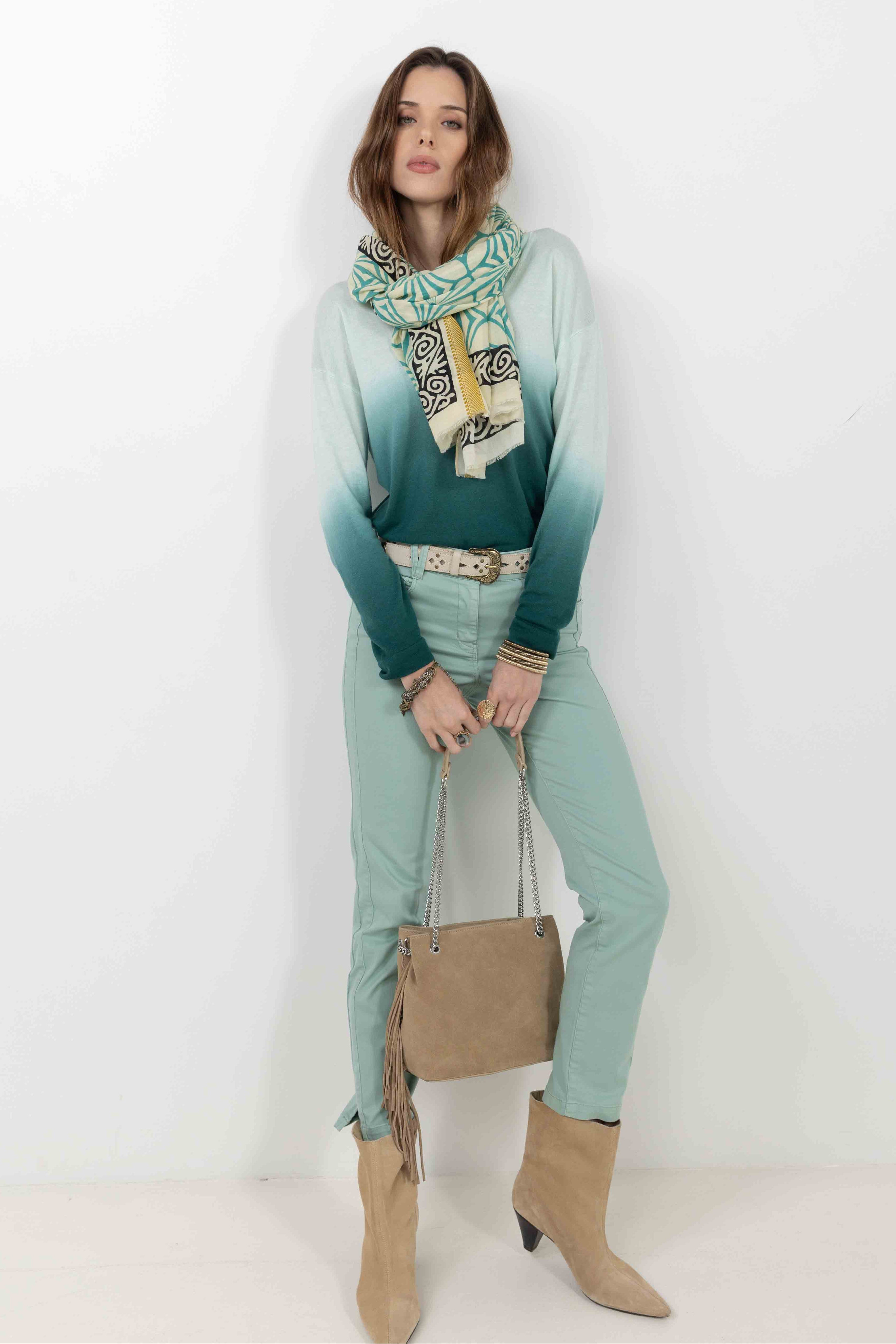 Pantalon menthe slim tendance | Elora