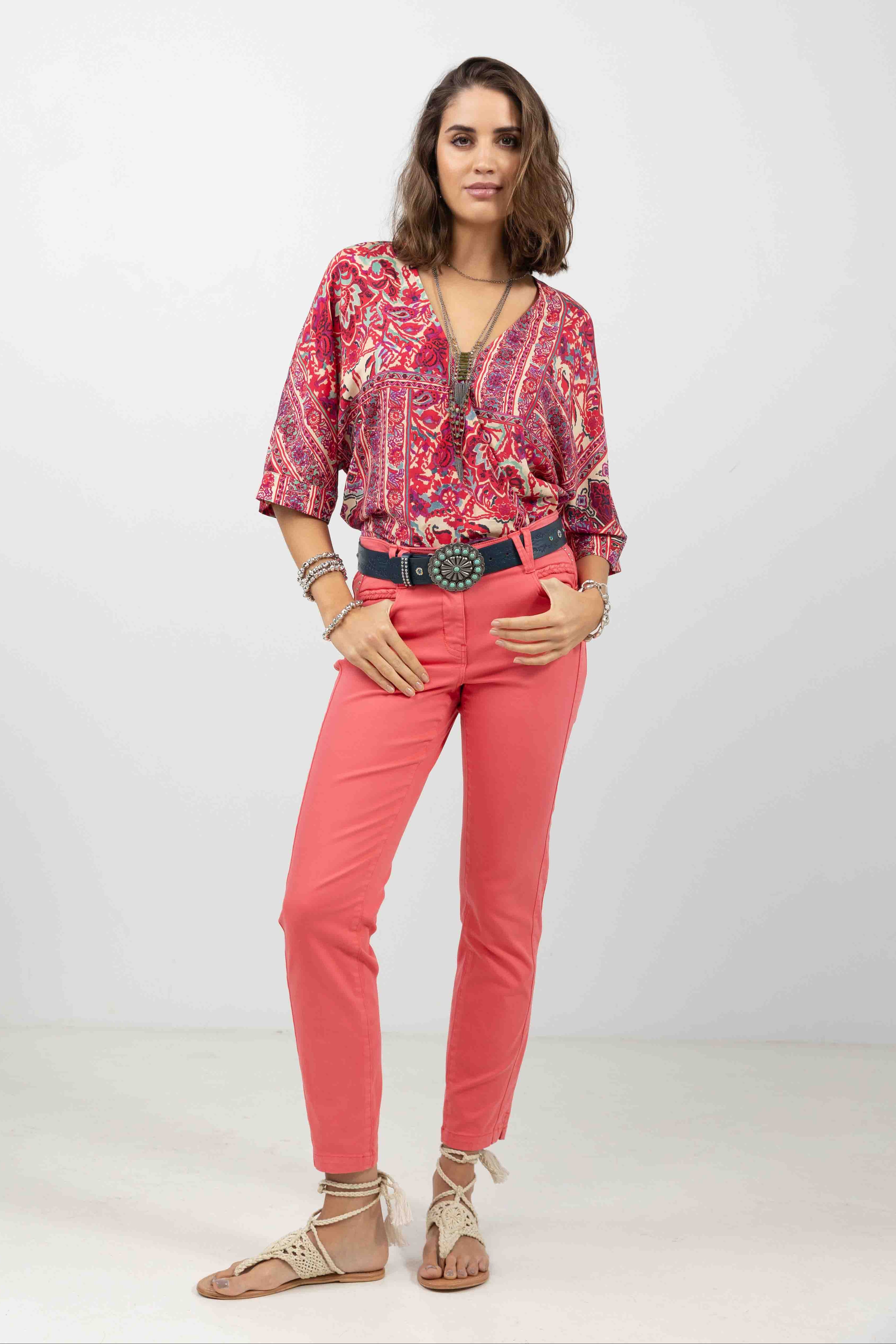 Pantalon rose slim tendance | Elora