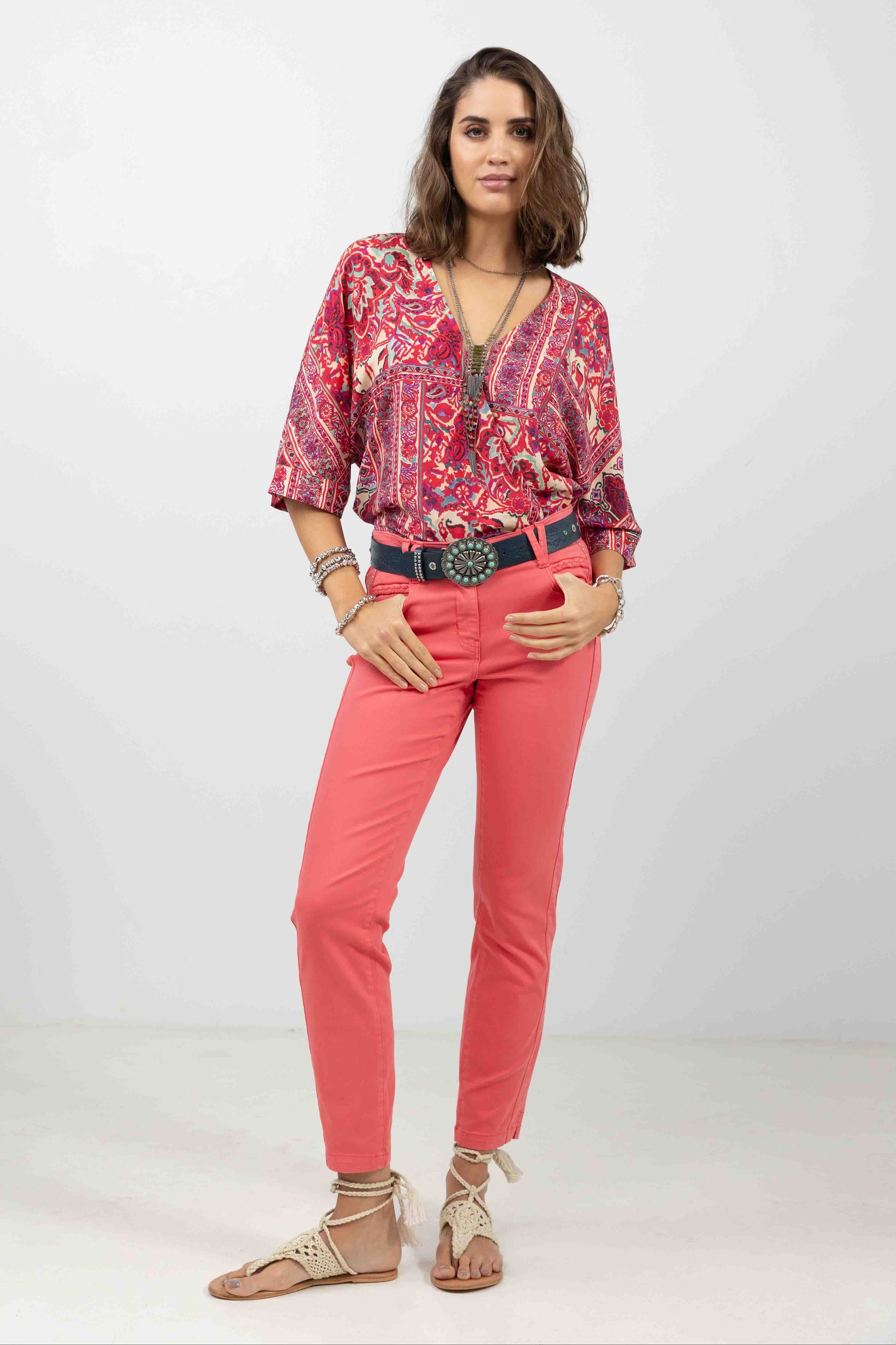 Pantalon rose slim tendance | Elora