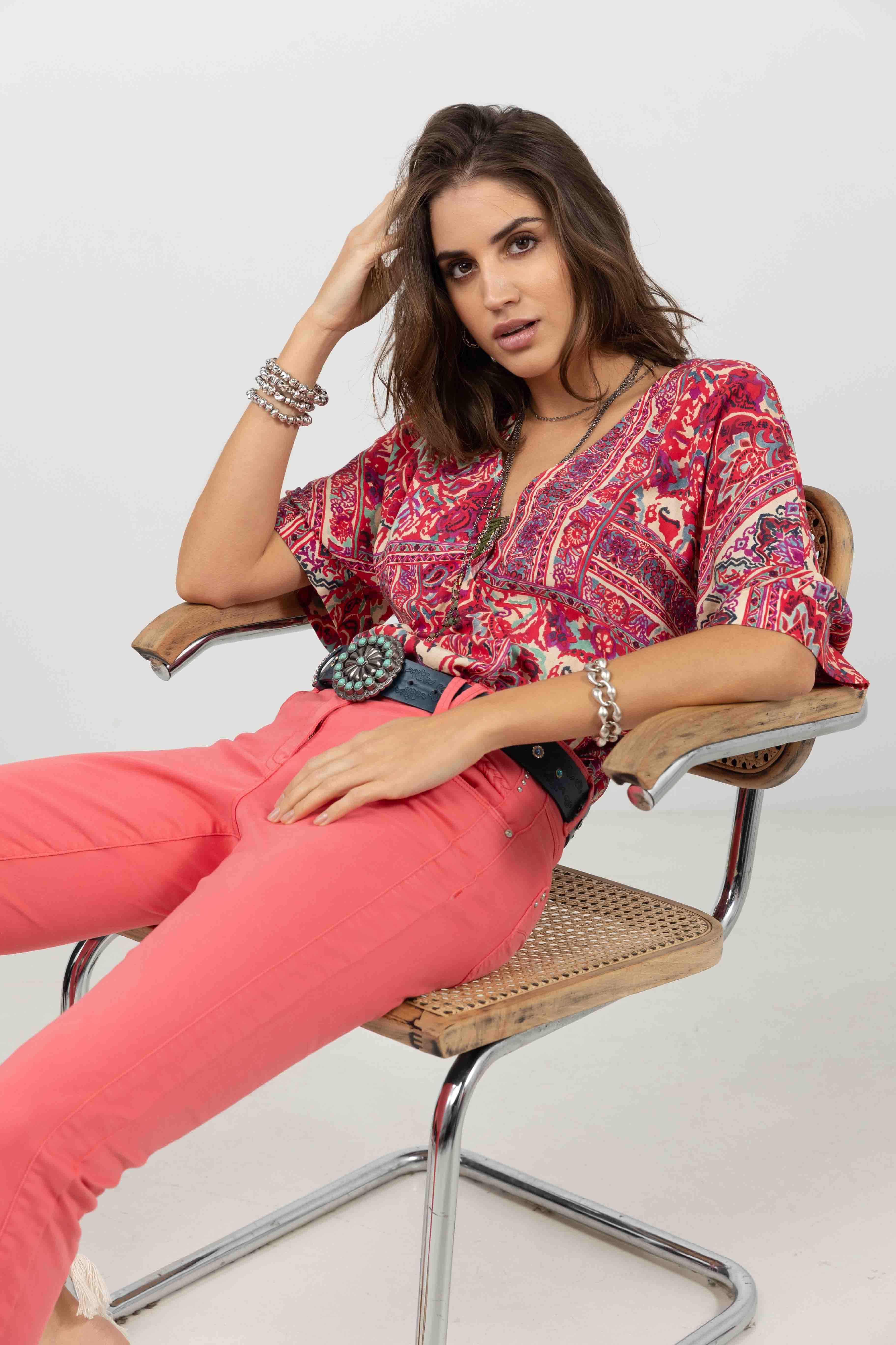 Pantalon rose slim tendance | Elora