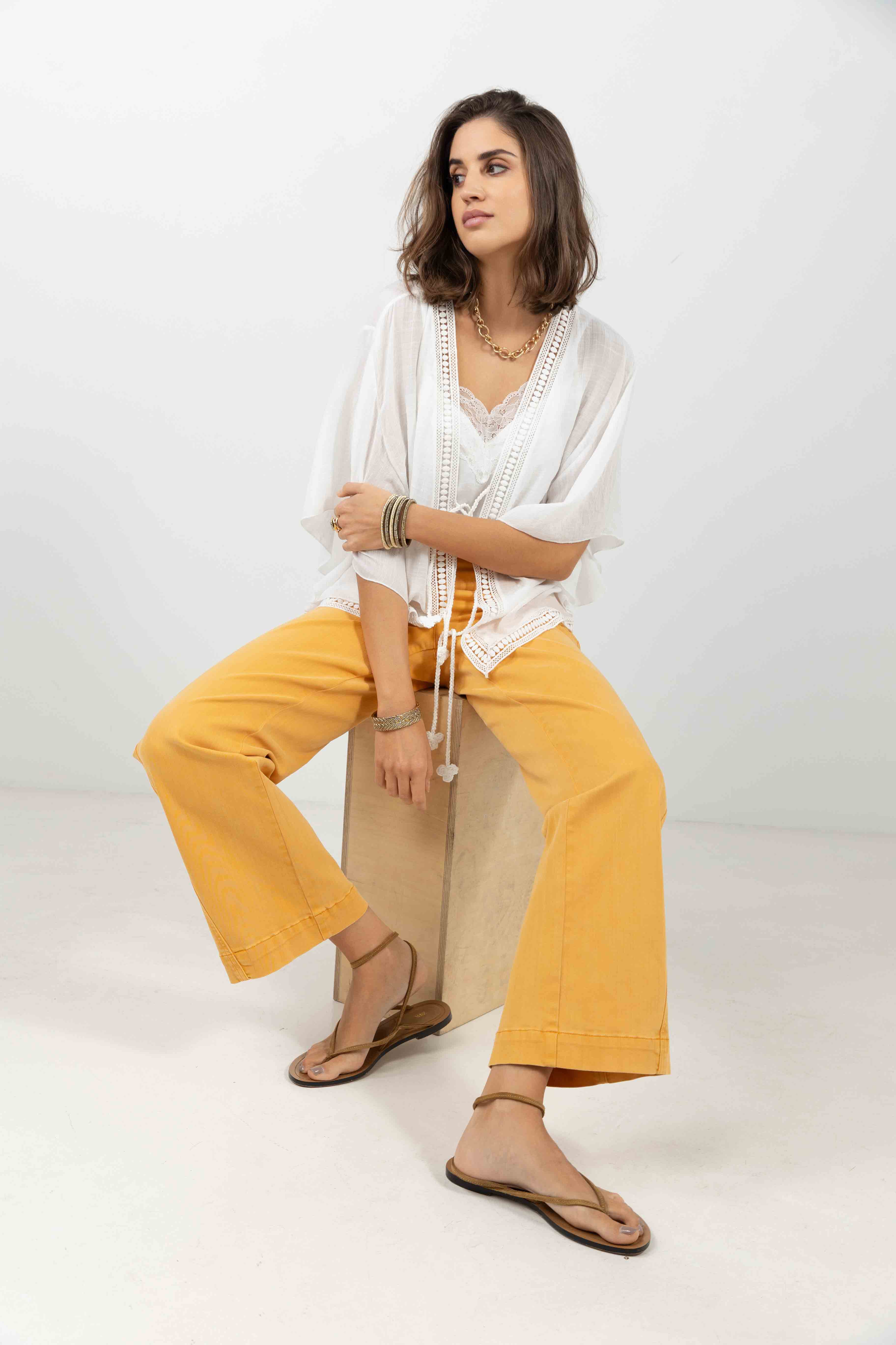Pantalon jaune wide leg | Elora
