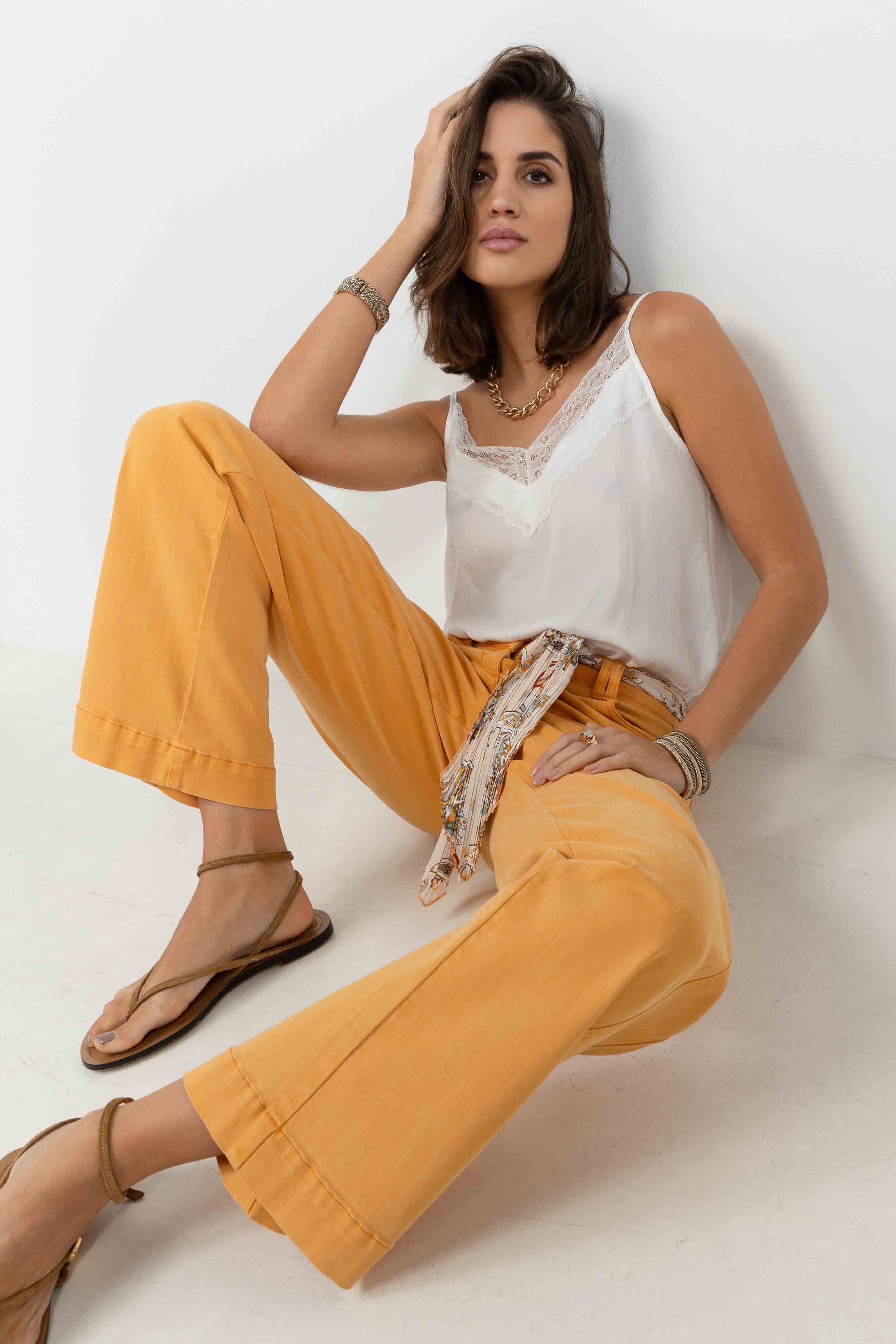 Pantalon jaune wide leg | Elora