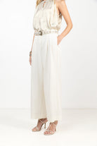 Pantalon écru large fluide élégant| Elora