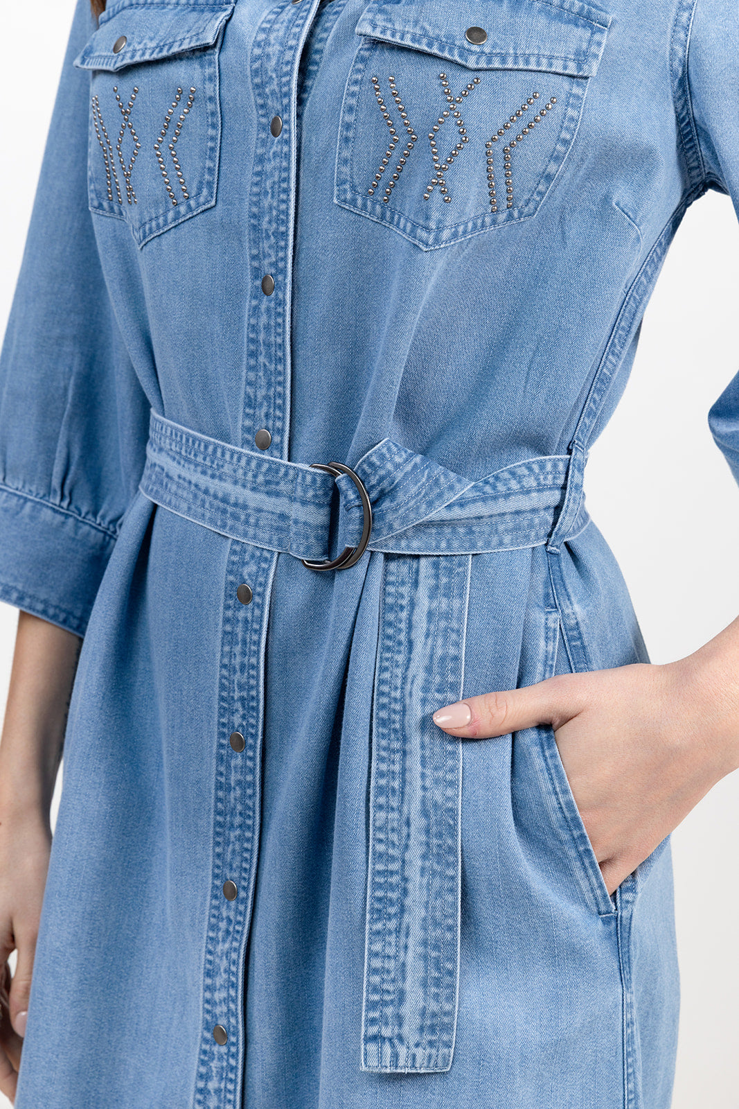 Robe chemise jean bleu clair | Elora
