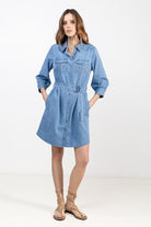 Robe chemise jean bleu clair | Elora
