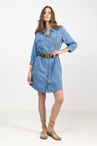 Robe chemise jean bleu clair | Elora