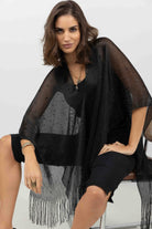 Poncho filet noir et strass | Elora