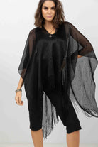 Poncho filet noir et strass | Elora