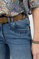 Jean bleu slim avec broderies | Elora