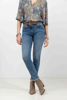 Jean bleu slim avec broderies | Elora
