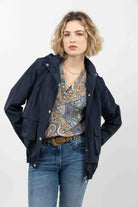 Parka bleu marine déperlante chic | Elora