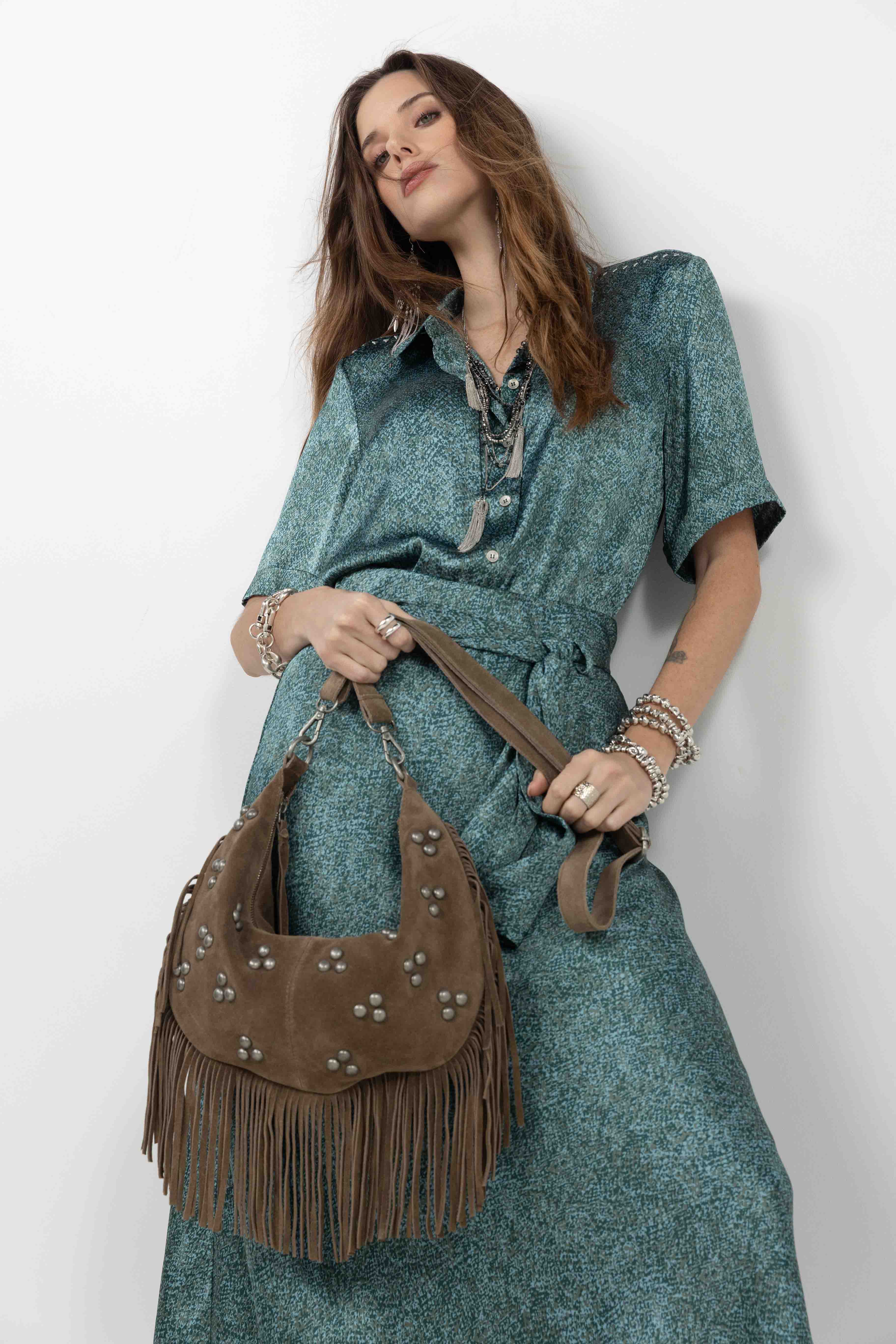 Jupe satin vert coupe sirène élégante | Elora