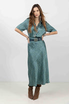 Jupe satin vert coupe sirène élégante | Elora