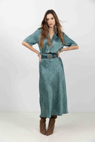 Chemise satin imprimé bleu | Elora