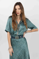 Jupe satin vert coupe sirène élégante | Elora