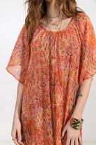 Robe longue imprimée bohème rose | Elora