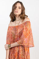 Robe longue imprimée bohème rose | Elora