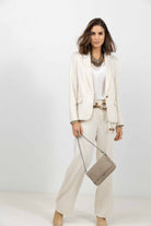 Veste tailleur jacquard écru beige | Elora