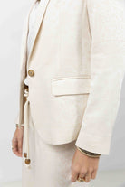Veste tailleur jacquard écru beige | Elora