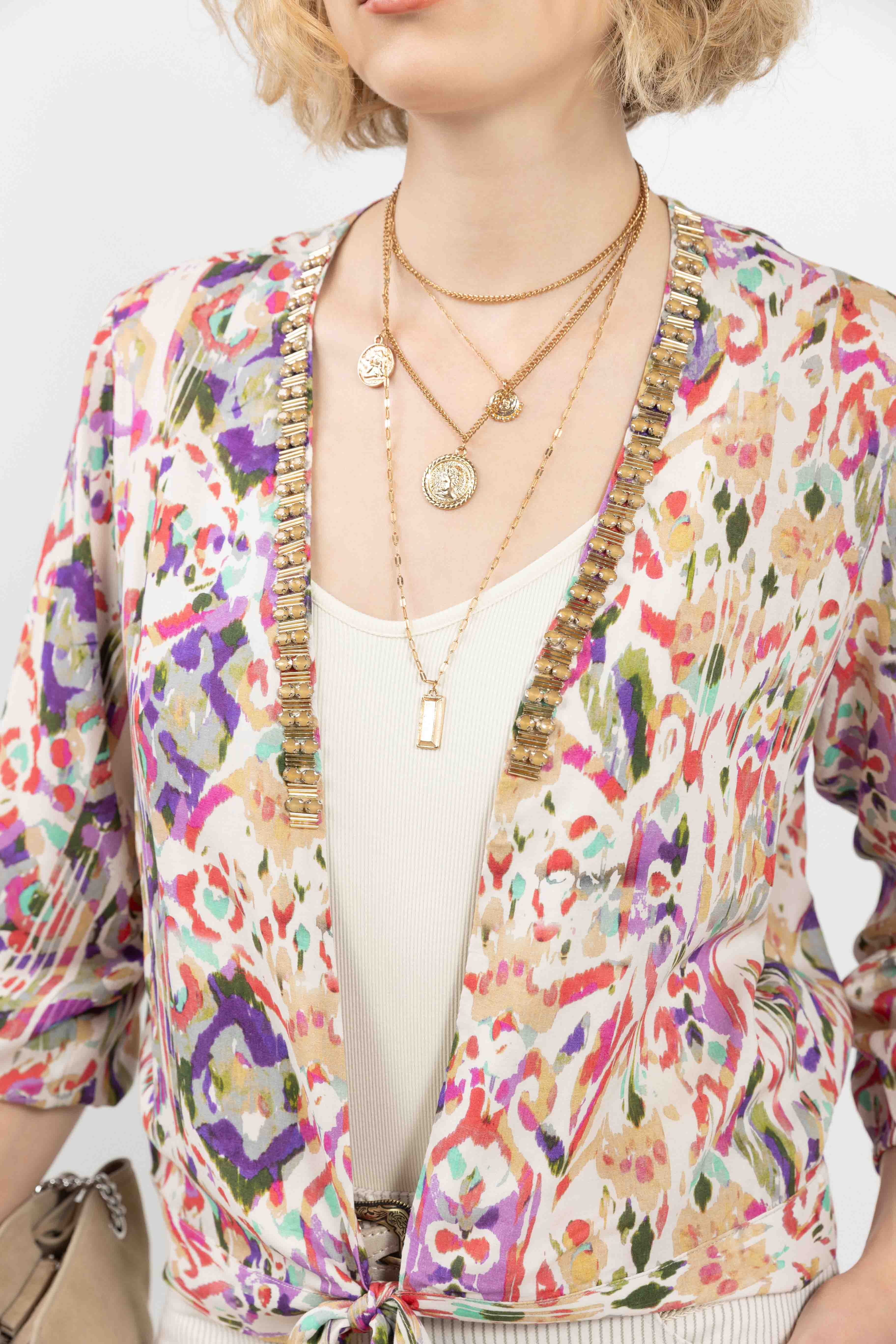 Top multicolore bijou à nouer | Elora