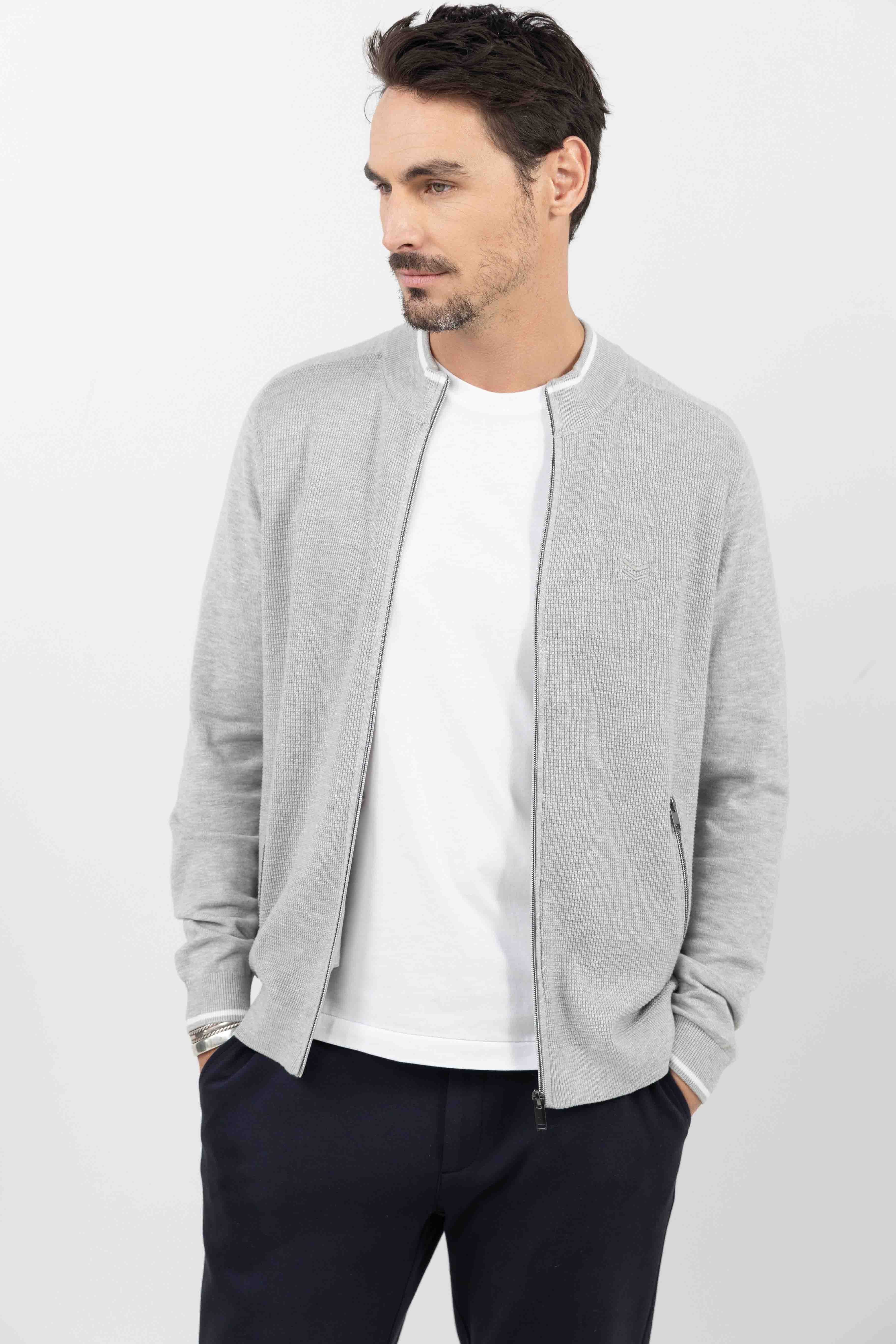 Gilet zippé gris clair sport chic | Elora