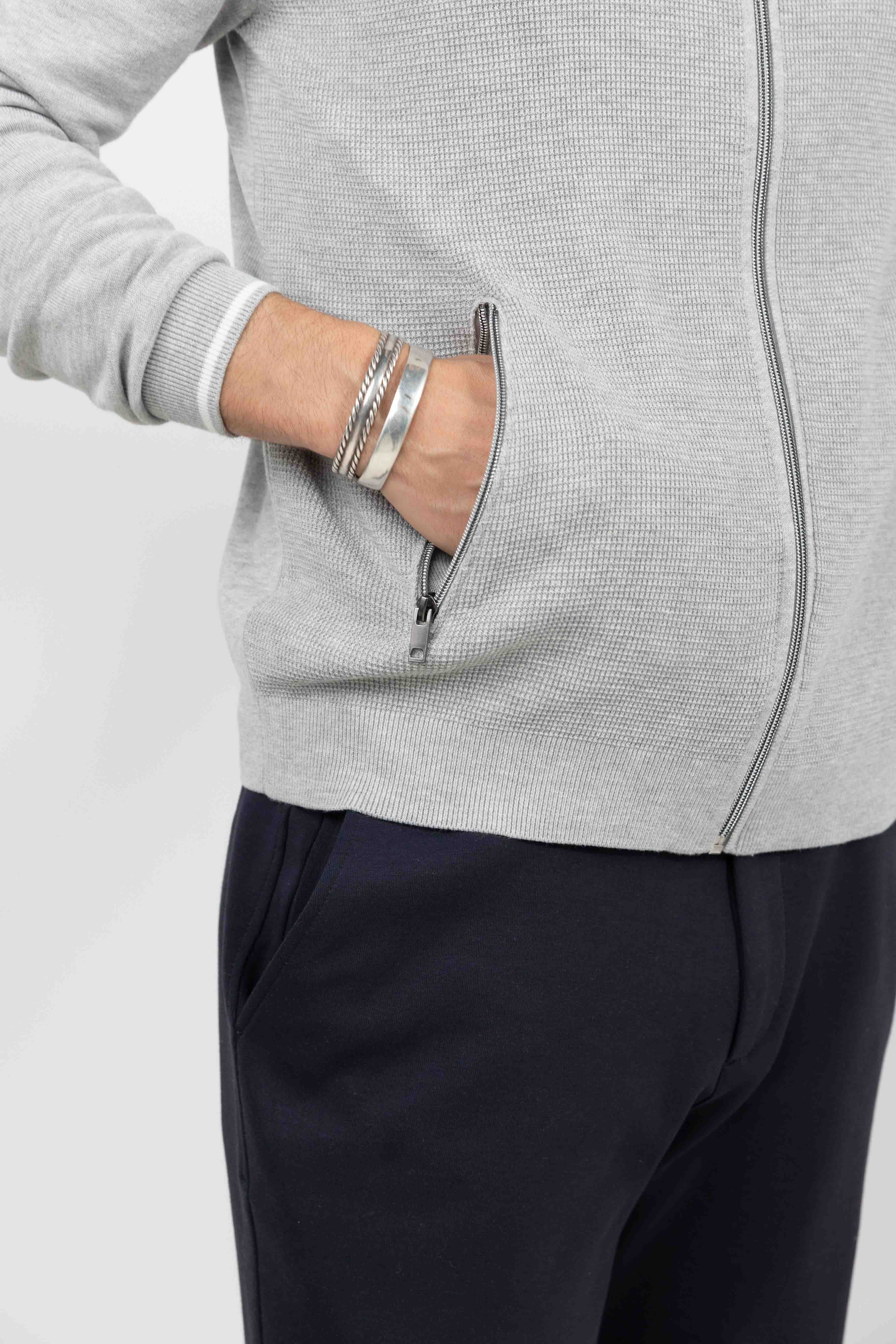 Gilet zippé gris clair sport chic | Elora