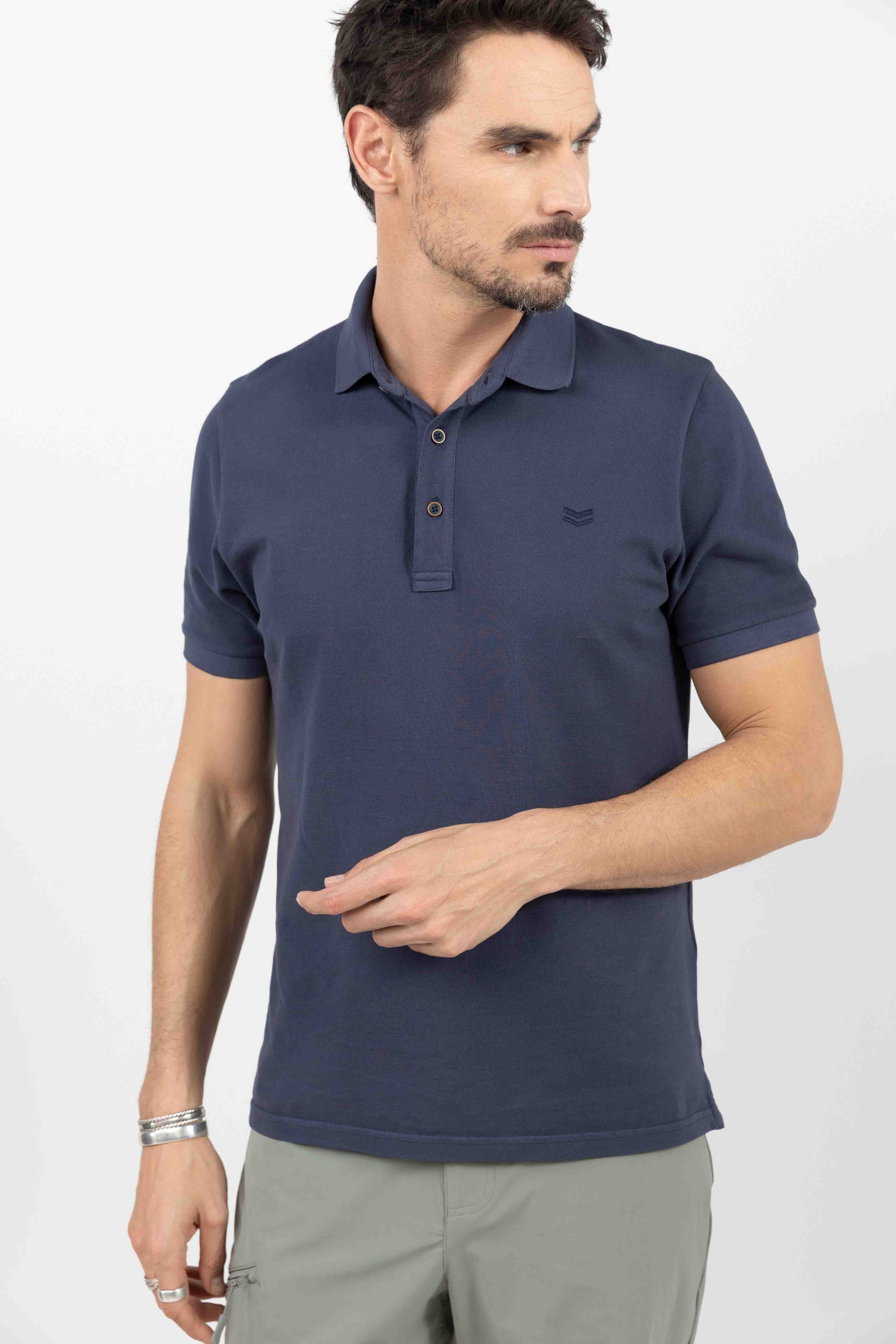 Polo bleu marine chic décontracté | Elora