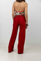 Pantalon palazzo rouge lin fluide | Elora