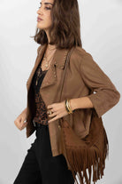 Veste suédine marron rock chic | Elora