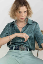 Ceinture bleue boucle XXL esprit western | Elora