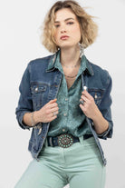 Chemise satin imprimé bleu | Elora