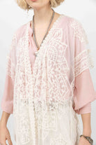 Poncho écru long dentelle bohème | Elora