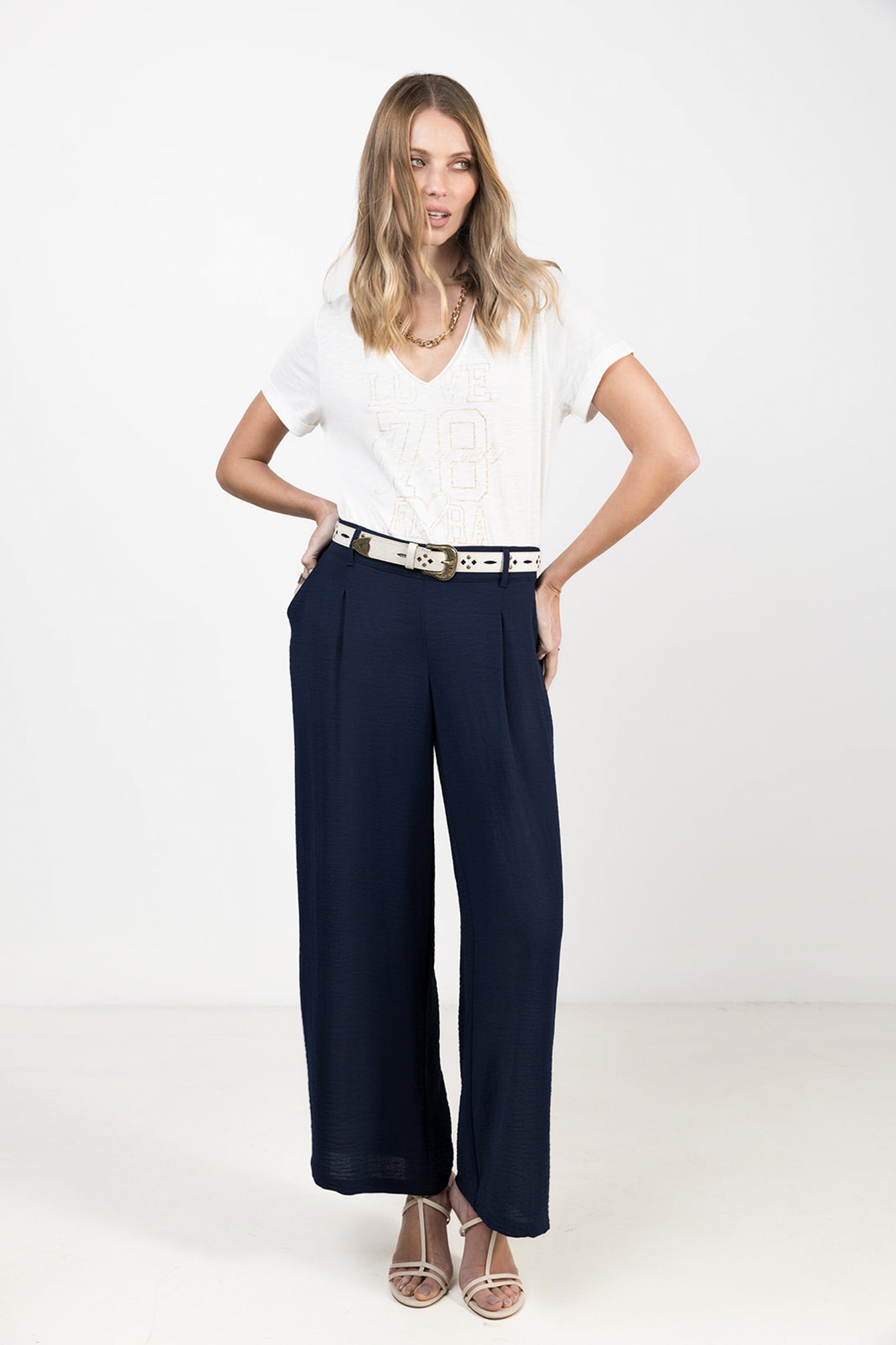 Tee-shirt crème message pailleté | Elora