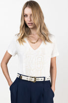 Tee-shirt crème message pailleté | Elora