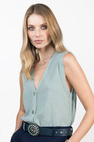 Débardeur bleu clair métallisé | Elora