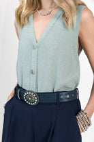 Débardeur bleu clair métallisé | Elora