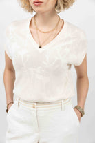 Pull écru maille florale | Elora