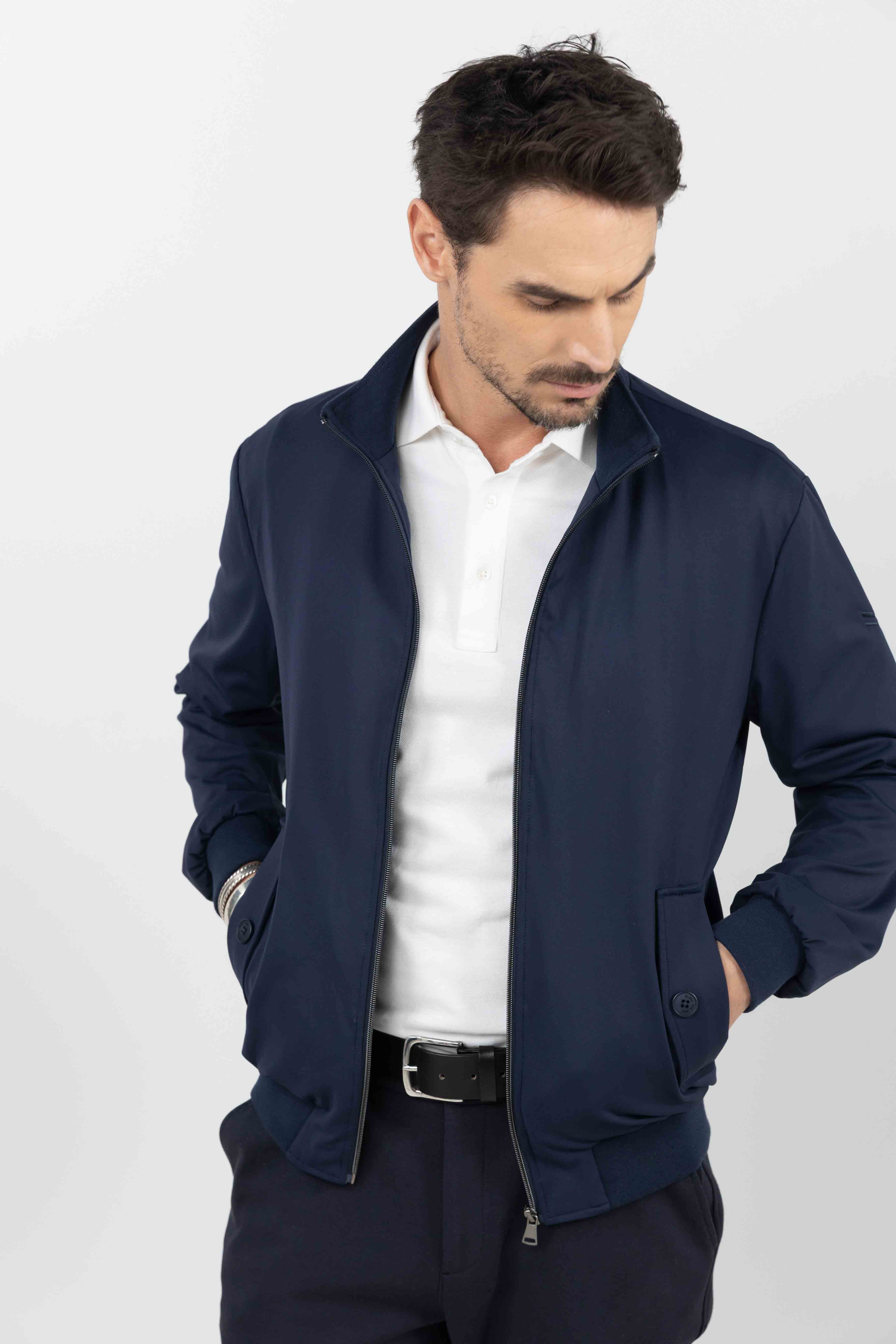 Blouson casual bleu marine déperlant | Elora