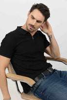 Polo noir zippé look rock chic | Elora