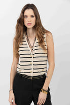 Gilet rayé écru noir esprit marinière | Elora