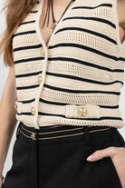 Gilet rayé écru noir esprit marinière | Elora