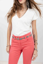 T-shirt écru épaules en crochet | Elora